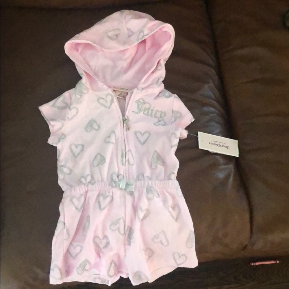 Juicy Couture Pink Terry Romper with Hearts